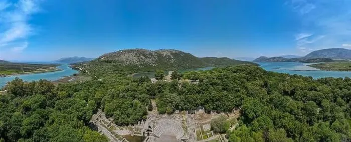 Framed Print : Drone view at the roman archaeological site of Butrinto on Albania Framed Print : Drone view at the roman archaeological site of Butrinto on Albania