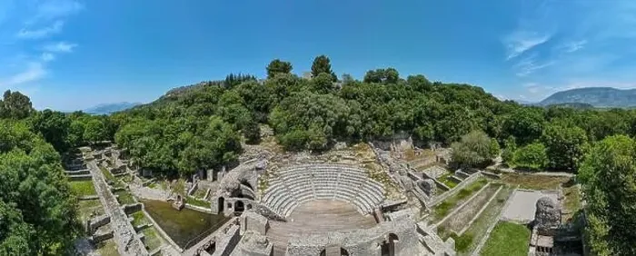 Framed Print : Drone view at the roman archaeological site of Butrinto on Albania Framed Print : Drone view at the roman archaeological site of Butrinto on Albania