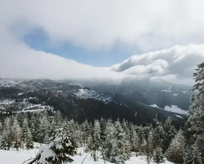 Framed Print : Drone view of snowy Black Forest mountains in Mummelsee, Germany Framed Print : Drone view of snowy Black Forest mountains in Mummelsee, Germany