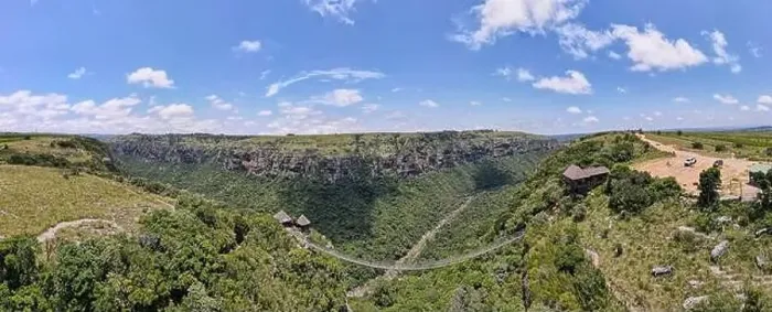 Framed Print : Drone view at the suspension bridge on Oribi gorge in South Africa Framed Print : Drone view at the suspension bridge on Oribi gorge in South Africa