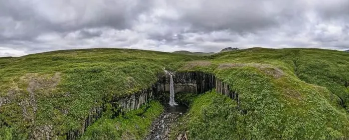 Framed Print : Drone view at Svartifoss waterfall on Skaftafell national park in Iceland Framed Print : Drone view at Svartifoss waterfall on Skaftafell national park in Iceland