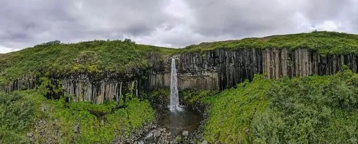 Framed Print : Drone view at Svartifoss waterfall on Skaftafell national park in Iceland Framed Print : Drone view at Svartifoss waterfall on Skaftafell national park in Iceland