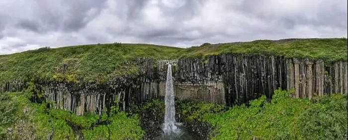 Framed Print : Drone view at Svartifoss waterfall on Skaftafell national park in Iceland