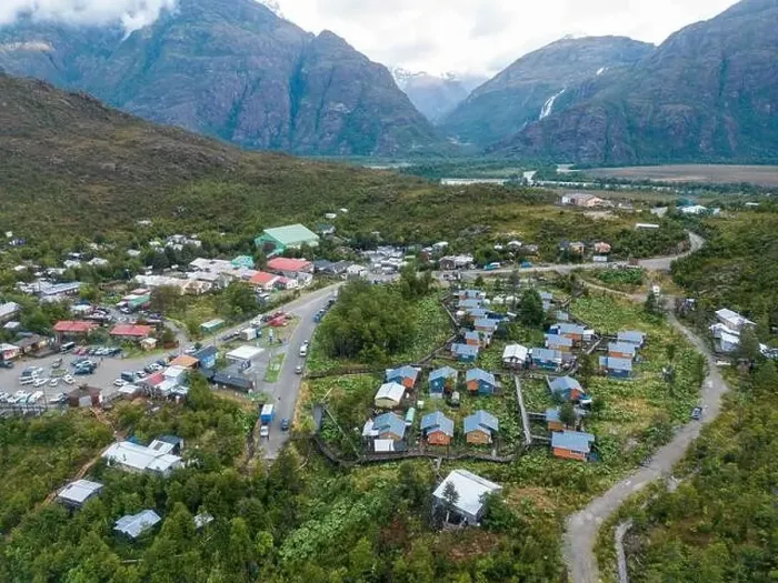 Framed Print : Drone view of Tortel with its small cabins - Discovering the beautiful village while traveling the Carretera Austral in Framed Print : Drone view of Tortel with its small cabins - Discovering the beautiful village while traveling the Carretera Austral in