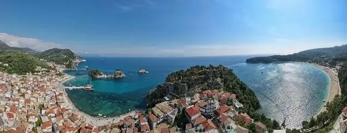 Framed Print : Drone view at the touristic village of Parga on Greece Framed Print : Drone view at the touristic village of Parga on Greece