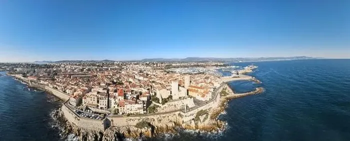Framed Print : Drone view at the town of Antibes on France Framed Print : Drone view at the town of Antibes on France
