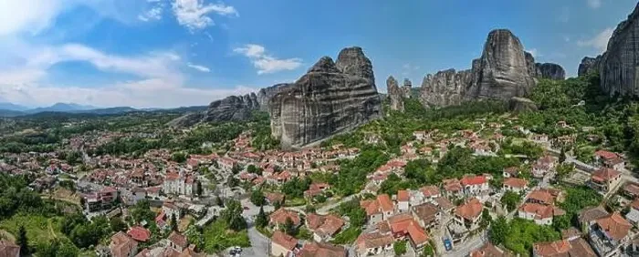 Framed Print : Drone view at the town of Kastraki at Meteore on Greece Framed Print : Drone view at the town of Kastraki at Meteore on Greece