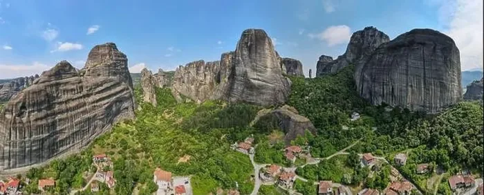 Framed Print : Drone view at the town of Kastraki at Meteore on Greece Framed Print : Drone view at the town of Kastraki at Meteore on Greece