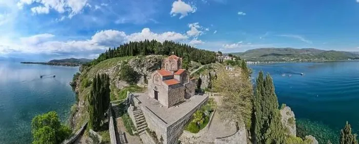 Framed Print : Drone view at the town of Ohrid on Macedonia Framed Print : Drone view at the town of Ohrid on Macedonia