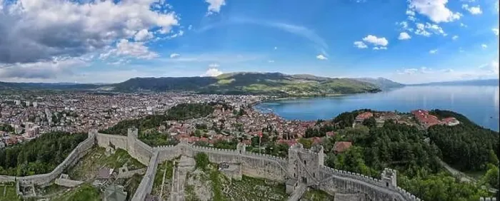 Framed Print : Drone view at the town of Ohrid on Macedonia Framed Print : Drone view at the town of Ohrid on Macedonia