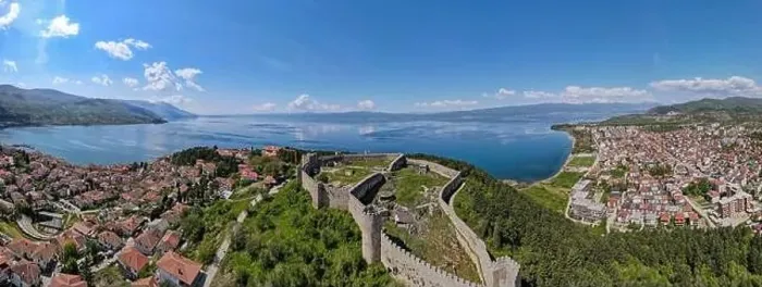 Framed Print : Drone view at the town of Ohrid on Macedonia Framed Print : Drone view at the town of Ohrid on Macedonia