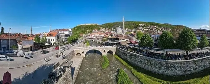 Framed Print : Drone view at the town of Prizren on Kosovo Framed Print : Drone view at the town of Prizren on Kosovo
