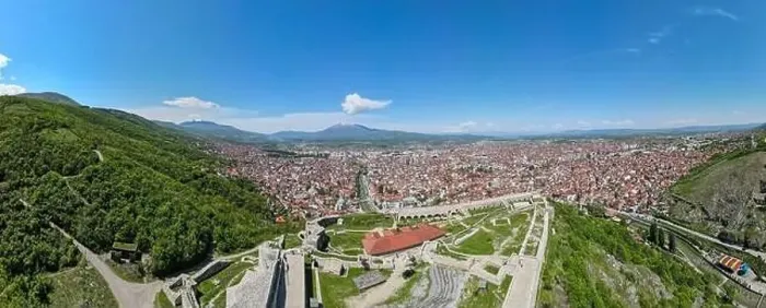 Framed Print : Drone view at the town of Prizren on Kosovo Framed Print : Drone view at the town of Prizren on Kosovo