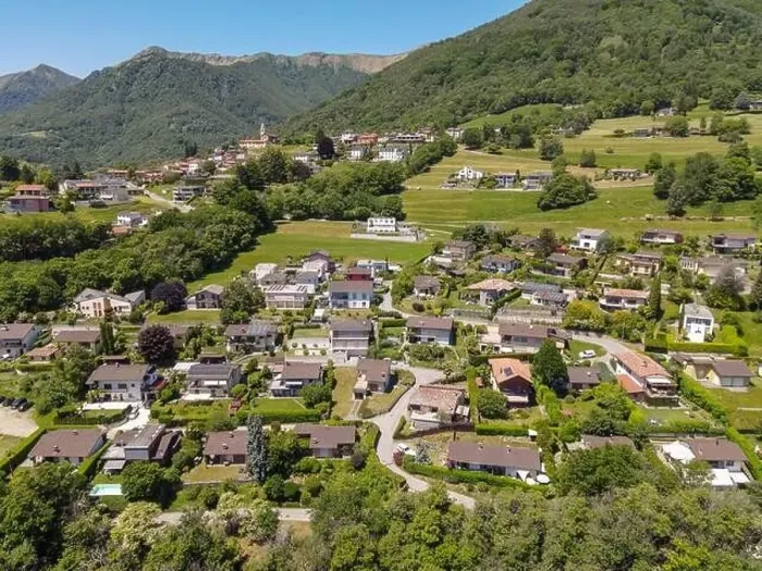 Framed Print : Drone view at the village of Arosio on the italian part of Switzerland Framed Print : Drone view at the village of Arosio on the italian part of Switzerland