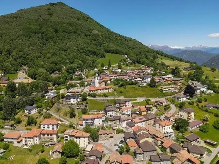 Framed Print : Drone view at the village of Arosio on the italian part of Switzerland Framed Print : Drone view at the village of Arosio on the italian part of Switzerland
