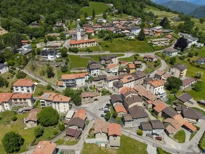 Framed Print : Drone view at the village of Arosio on the italian part of Switzerland Framed Print : Drone view at the village of Arosio on the italian part of Switzerland