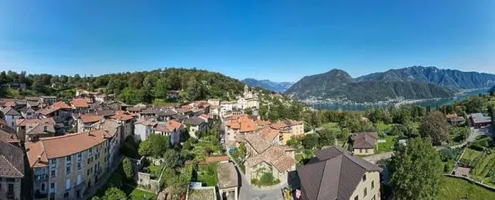 Framed Print : Drone view at the village of Carona on the italian part of Switzerland Framed Print : Drone view at the village of Carona on the italian part of Switzerland