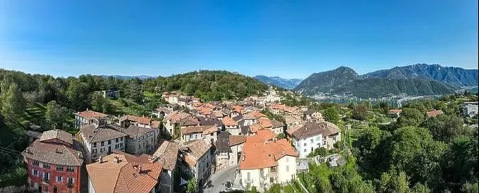 Framed Print : Drone view at the village of Carona on the italian part of Switzerland Framed Print : Drone view at the village of Carona on the italian part of Switzerland