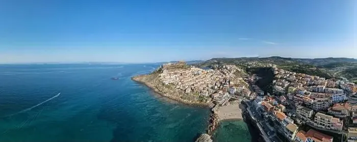 Framed Print : Drone view at the village of Castelsardo on Sardinia in Italy Framed Print : Drone view at the village of Castelsardo on Sardinia in Italy