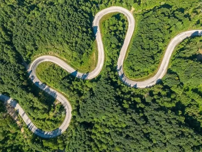Framed Print : Drone view of the winding road from Domanic Town of Kutahya to Inegöl direction