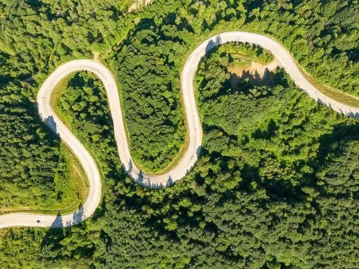 Framed Print : Drone view of the winding road from Domanic Town of Kutahya to Inegöl direction