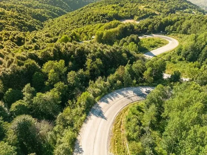 Framed Print : Drone view of the winding road from Domanic Town of Kutahya to Inegöl direction