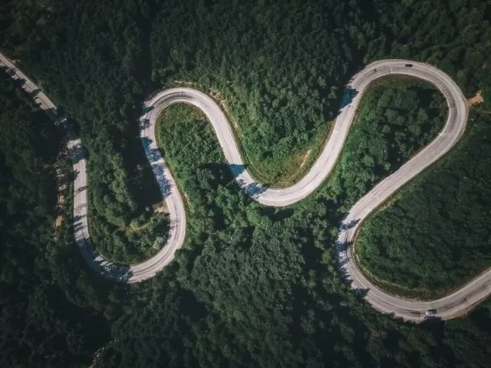 Framed Print : Drone view of the winding road from Domanic Town of Kutahya to Inegol direction Framed Print : Drone view of the winding road from Domanic Town of Kutahya to Inegol direction