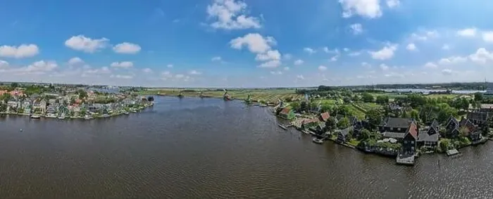 Framed Print : Drone view at the Windmills of Zaanse Schans near Amsterdam on Holland Framed Print : Drone view at the Windmills of Zaanse Schans near Amsterdam on Holland