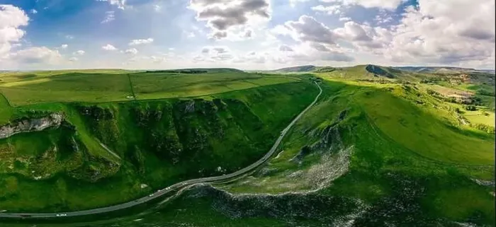 Framed Print : Drone view of Winnats Pass, Peak District National Park, Derbyshire, England, UK Framed Print : Drone view of Winnats Pass, Peak District National Park, Derbyshire, England, UK