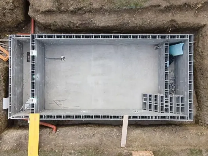 Framed Print : Drones aerial photo of a construction site of a pool Framed Print : Drones aerial photo of a construction site of a pool