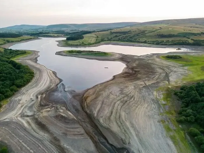 Framed Print : Drought conditions are shown through drone shots of Stocks Reservoir Hodder valley in the Forest of Bowland Framed Print : Drought conditions are shown through drone shots of Stocks Reservoir Hodder valley in the Forest of Bowland
