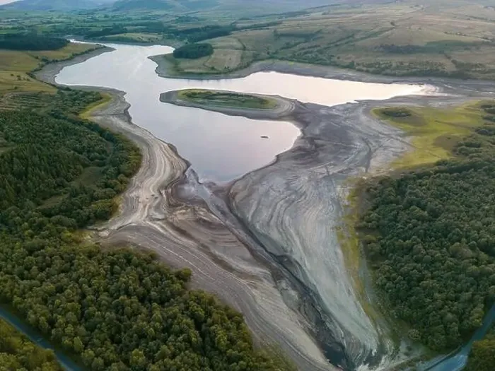Framed Print : Drought conditions are shown through drone shots of Stocks Reservoir Hodder valley in the Forest of Bowland Framed Print : Drought conditions are shown through drone shots of Stocks Reservoir Hodder valley in the Forest of Bowland