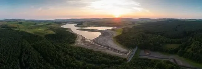 Framed Print : Drought conditions are shown through drone shots of Stocks Reservoir Hodder valley in the Forest of Bowland Framed Print : Drought conditions are shown through drone shots of Stocks Reservoir Hodder valley in the Forest of Bowland
