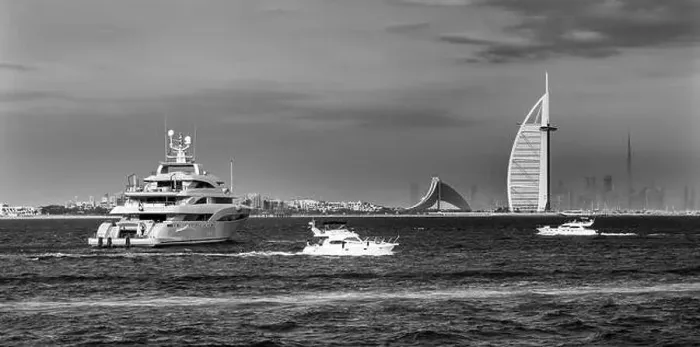 Framed Print : Dubai city - amazing city center skyline and famous Jumeirah beach at sunset, United Arab Emirates Framed Print : Dubai city - amazing city center skyline and famous Jumeirah beach at sunset, United Arab Emirates