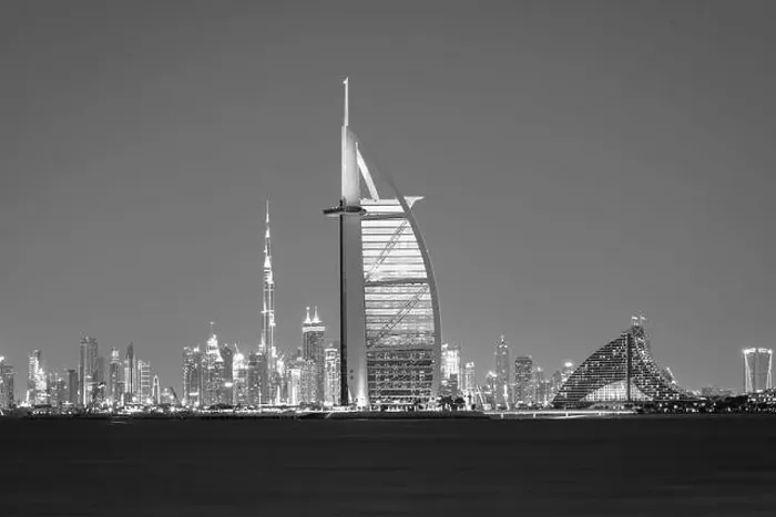 Framed Print : Dubai city - amazing city center skyline and famous Jumeirah beach at sunset, United Arab Emirates Framed Print : Dubai city - amazing city center skyline and famous Jumeirah beach at sunset, United Arab Emirates
