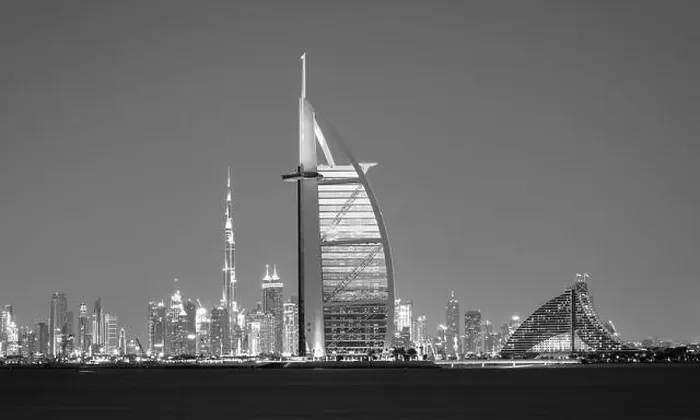 Framed Print : Dubai city - amazing city center skyline and famous Jumeirah beach at sunset, United Arab Emirates Framed Print : Dubai city - amazing city center skyline and famous Jumeirah beach at sunset, United Arab Emirates