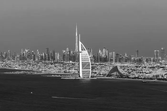 Framed Print : Dubai city - amazing city center skyline and famous Jumeirah beach at sunset, United Arab Emirates Framed Print : Dubai city - amazing city center skyline and famous Jumeirah beach at sunset, United Arab Emirates