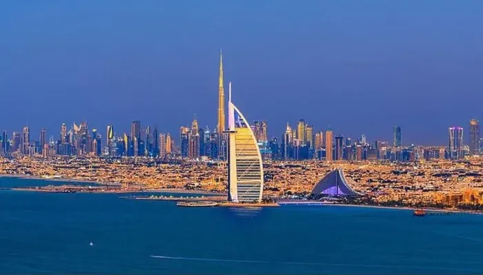 Framed Print : Dubai city - amazing city center skyline and famous Jumeirah beach at sunset, United Arab Emirates Framed Print : Dubai city - amazing city center skyline and famous Jumeirah beach at sunset, United Arab Emirates