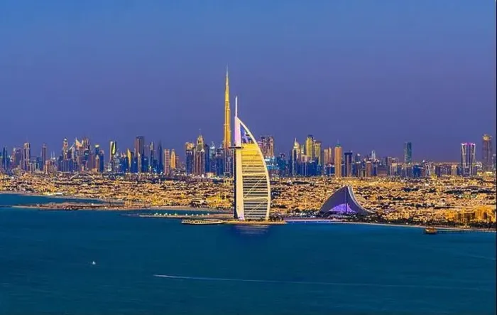 Framed Print : Dubai city - amazing city center skyline and famous Jumeirah beach at sunset, United Arab Emirates Framed Print : Dubai city - amazing city center skyline and famous Jumeirah beach at sunset, United Arab Emirates