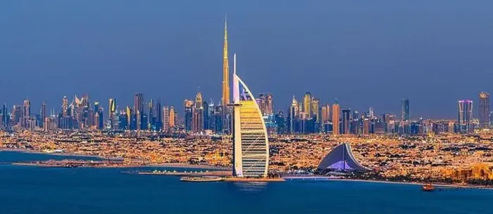 Framed Print : Dubai city - amazing city center skyline and famous Jumeirah beach at sunset, United Arab Emirates Framed Print : Dubai city - amazing city center skyline and famous Jumeirah beach at sunset, United Arab Emirates