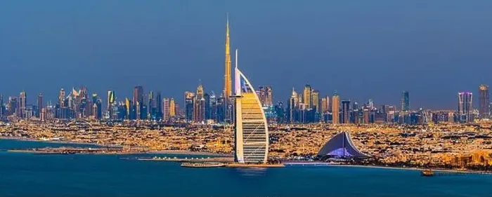 Framed Print : Dubai city - amazing city center skyline and famous Jumeirah beach at sunset, United Arab Emirates Framed Print : Dubai city - amazing city center skyline and famous Jumeirah beach at sunset, United Arab Emirates