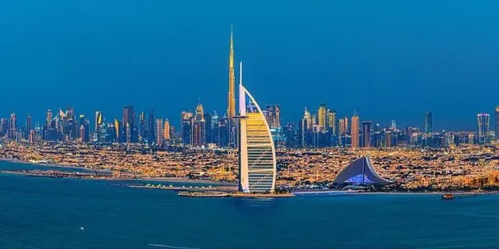 Framed Print : Dubai city center view at sunrise, United Arab Emirate Framed Print : Dubai city center view at sunrise, United Arab Emirate