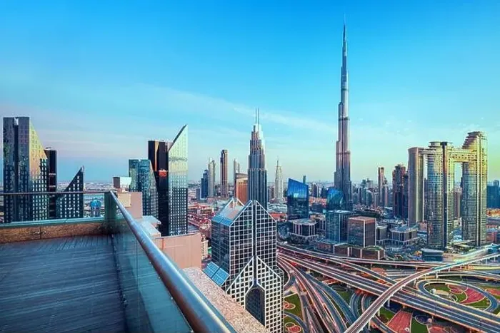 Framed Print : Dubai city center view at sunrise, United Arab Emirate Framed Print : Dubai city center view at sunrise, United Arab Emirate