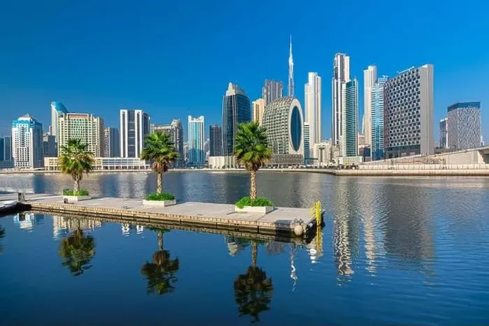 Framed Print : Dubai city center view at sunrise, United Arab Emirate Framed Print : Dubai city center view at sunrise, United Arab Emirate