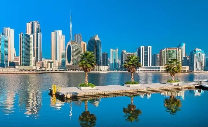 Framed Print : Dubai city center view at sunrise, United Arab Emirate Framed Print : Dubai city center view at sunrise, United Arab Emirate