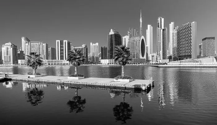 Framed Print : Dubai city center view at sunrise, United Arab Emirate Framed Print : Dubai city center view at sunrise, United Arab Emirate