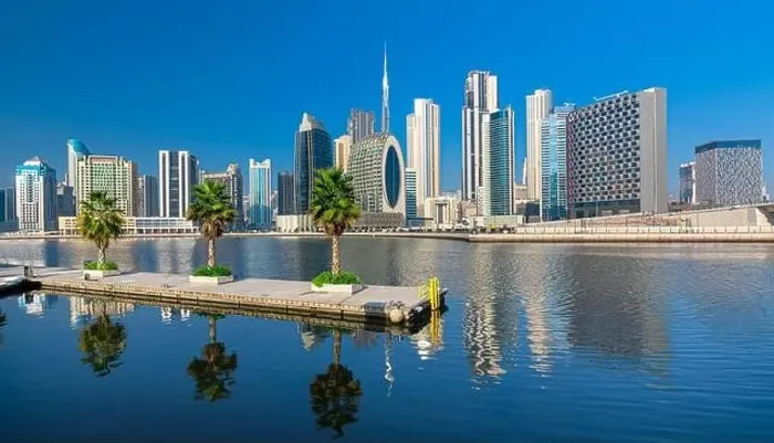 Framed Print : Dubai city center view at sunrise, United Arab Emirate Framed Print : Dubai city center view at sunrise, United Arab Emirate