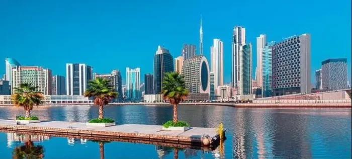 Framed Print : Dubai city center view at sunrise, United Arab Emirate Framed Print : Dubai city center view at sunrise, United Arab Emirate