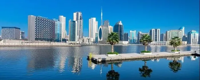 Framed Print : Dubai city center view at sunrise, United Arab Emirate Framed Print : Dubai city center view at sunrise, United Arab Emirate