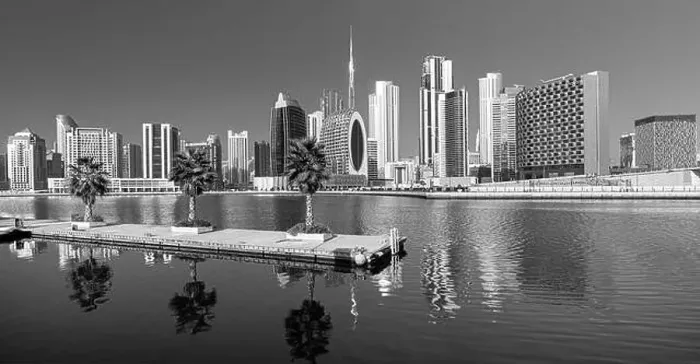 Framed Print : Dubai city center view at sunrise, United Arab Emirate Framed Print : Dubai city center view at sunrise, United Arab Emirate
